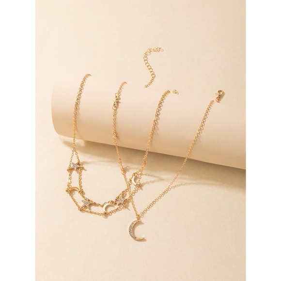 Moon and Stars 2 Piece Charm Necklace - Picture 3 of 5